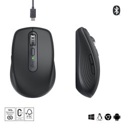 Logitech Mx Anywhere 3S-Mus Office Hjrehnds Rf Trdls + Bluetooth Laser 8000 Dpi