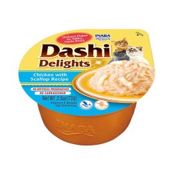 Inaba Dashi Delights Kylling Med Kammusling I Bouillon - Kattegodbidder - 70G