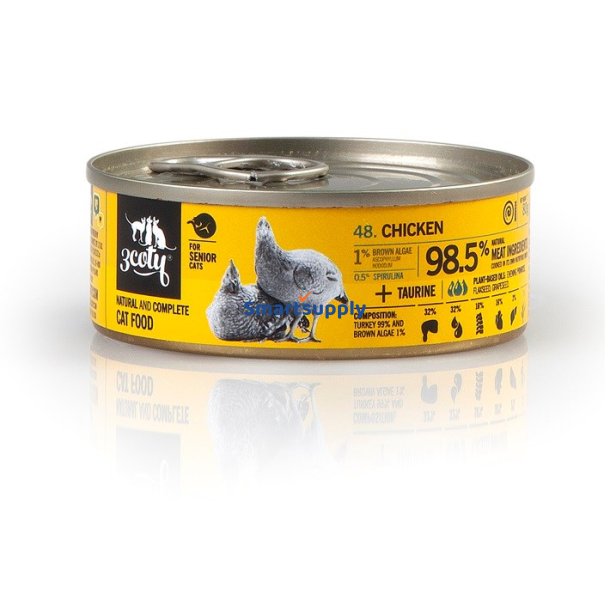3Coty Kylling Med Spirulina Senior - Vdfoder Til Katte - 80G