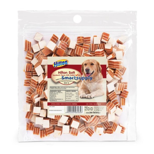Hilton Sandwichstykker Med Kanin Og Fisk - Hundegodbid - 500 G