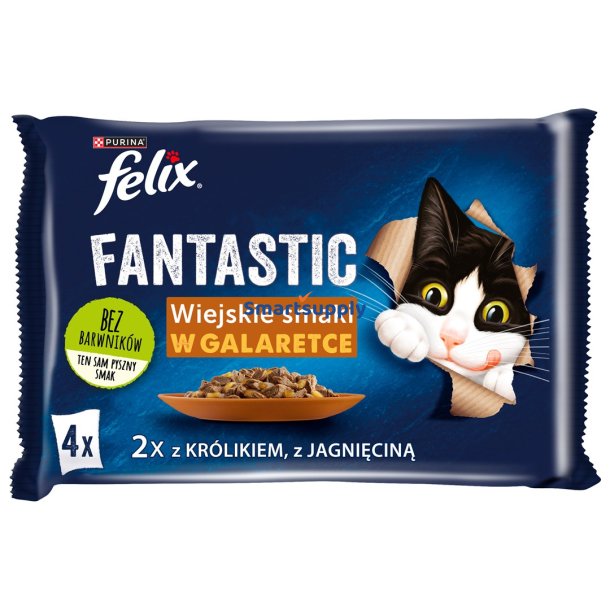 Felix Fantastic kanin, lam - vdfoder til katte 340g (4x 85g)