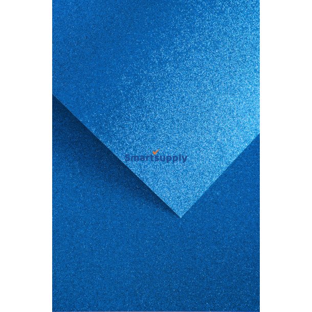 Karton papir med bl glitter A4, 5 ark