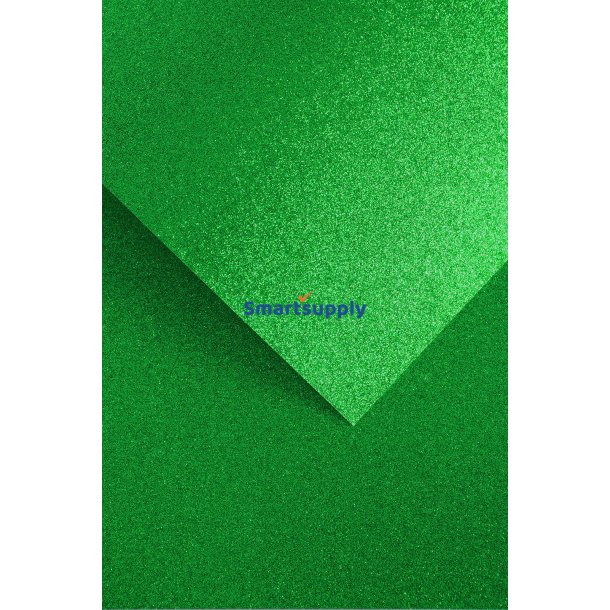 Karton papir med grn glitter A4, 5 ark