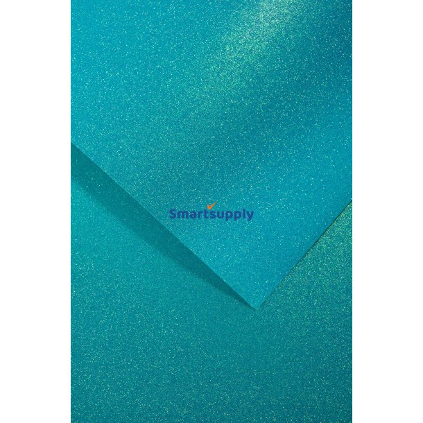 Karton papir med lysebl� glitter A4, 5 ark