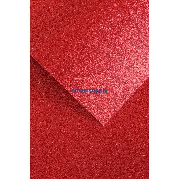 Karton papir med rd glitter A4, 5 ark