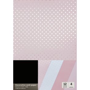 Karton papir mix pink - metallic A4, 12 ark