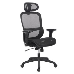 Kontorstol Jupiter, armln, ergonomisk, justerbar, nakkesttte, sort