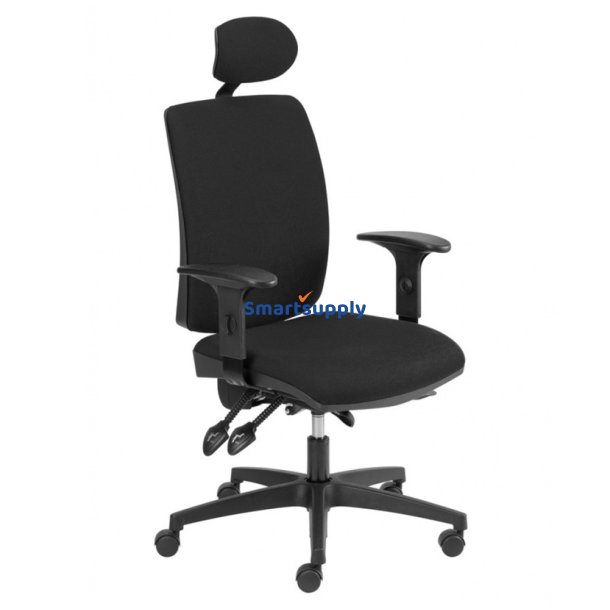 Kontorstol Denmark, justerbar, ergonomisk, armln, sort