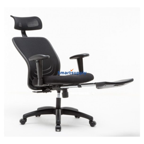 Kontorstol Master, fodsttte, justerbar, ergonomisk, armln, sort
