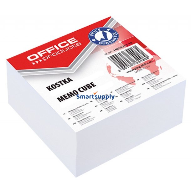 Kubusblok hvid kantlimet 85x85x40mm - 12 stk