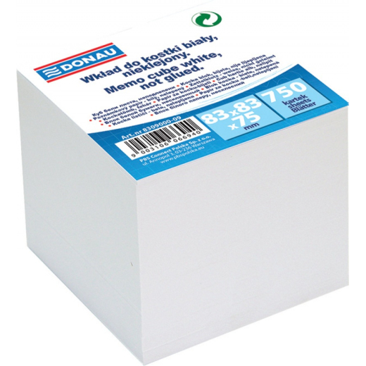 Kubusblok refill hvid 750 ark 83x83x75mm - 6 stk