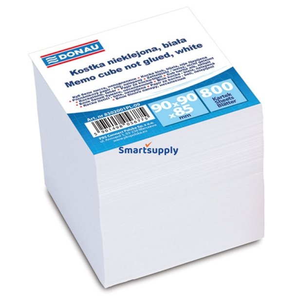 Kubusblok refill hvid 800 ark 90x90x85mm - 12 stk