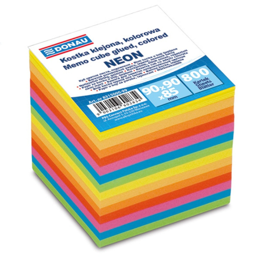 Kubusblok refill mix farver 800 ark 90x90x90mm - 6 stk