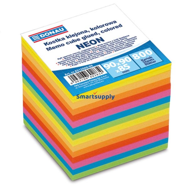Kubusblok refill mix farver 800 ark 90x90x90mm - 6 stk