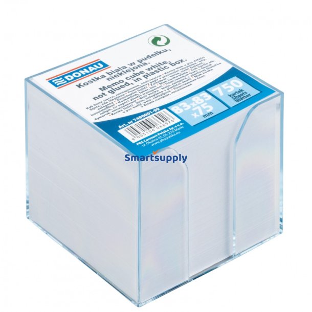 Kubusdispenser med 750 ark hvid 92x92x92mm - 6 stk