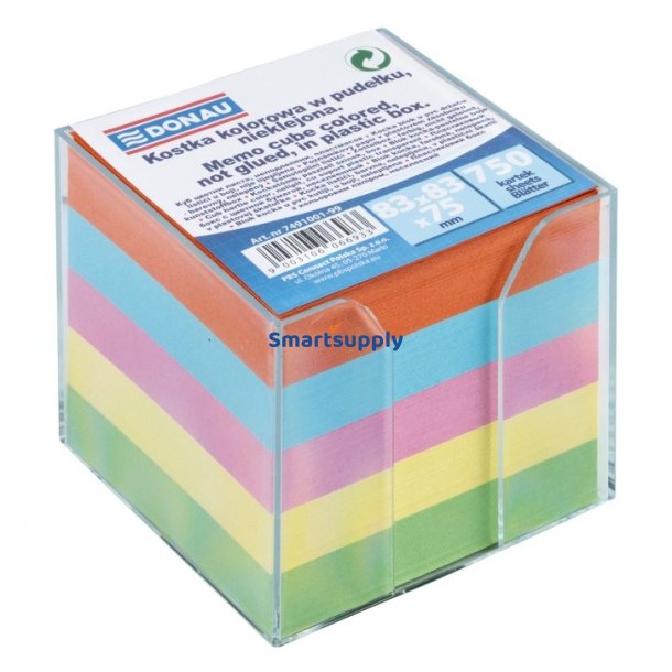 Kubusdispenser med 750 ark farvet 95x95x95mm - 6 stk