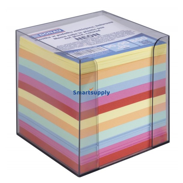 Kubusdispenser med 800 ark farvet 95x95x95mm - 6 stk