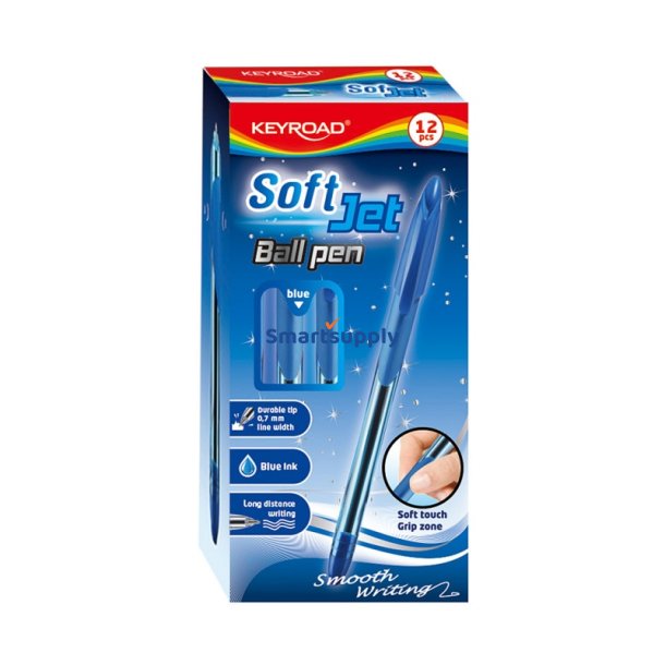 Kuglepen keyroad soft jet 0,7 mm bl� - 12 stk