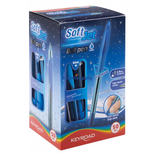 Kuglepen trekantet keyroad soft 1 mm bl - 50 stk