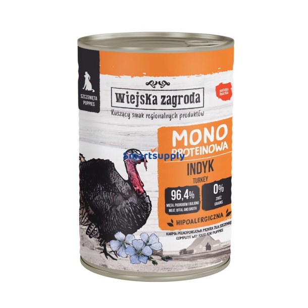 Wiejska Zagroda Hvalpe Monoprotein Kalkun - Vdfoder Til Hunde - 400G