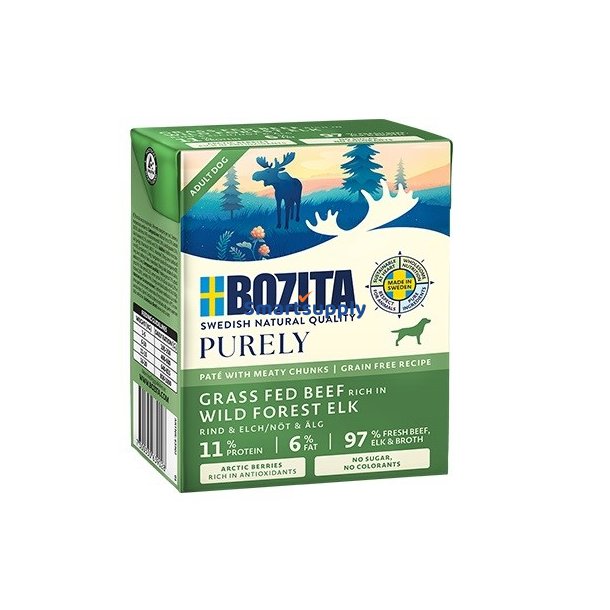 Bozita Purely Pat&eacute; Duoprotein Oksekd Og Elg - Vdfoder Til Hunde - 370G