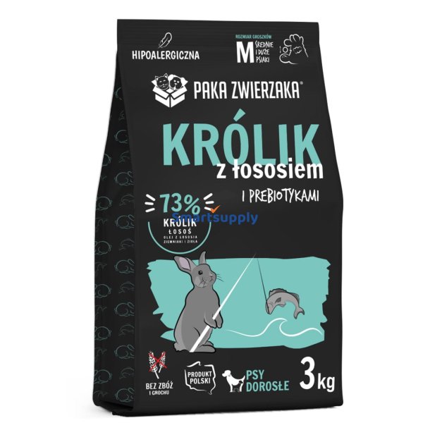PAKA ZWIERZAKA Rabbit with salmon M - t�rfoder til hunde - 3kg