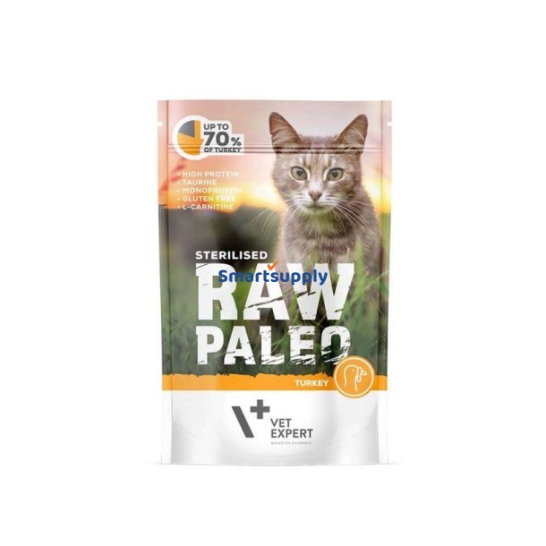 RAW PALEO Adult Cat Sterilized Kalkun - vd kattefoder - 100 g