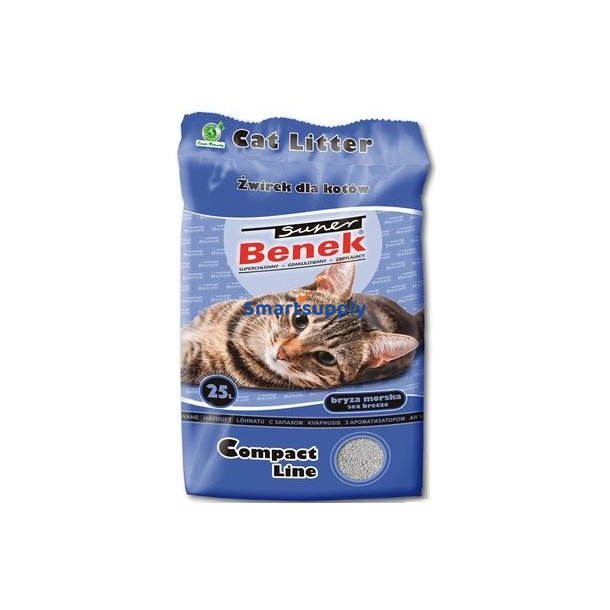 Super Benek Compact Kattegrus Bentonitkorn Havbrise 25 L