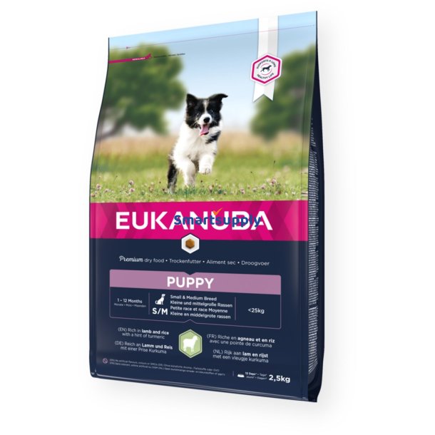 Eukanuba Puppy Small Og Medium Lam Med Ris - Trfoder Til Hunde - 2,5 Kg