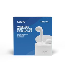Savio Tws-01 Trdlse Bluetooth Hretelefoner, Hvide