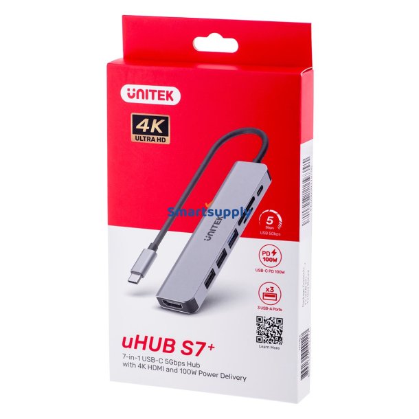 Unitek Hub Usb-C H1118a, Usb-A X3, Usb-C, Hdmi , Sd, Microsd