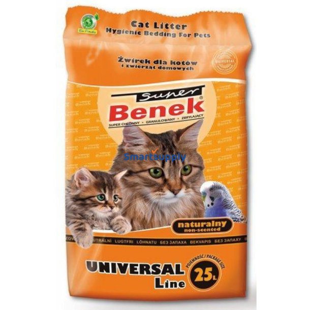 Super Benek Universal Natural - Klumpning Af Kattegrus 25 L