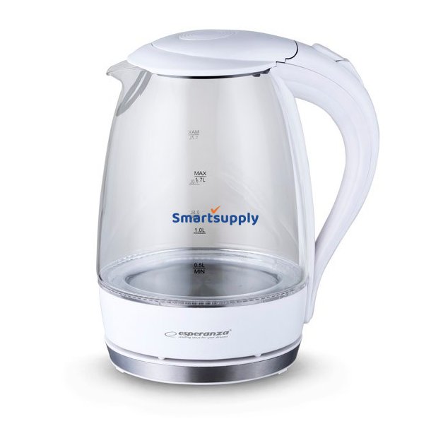 Esperanza EKK011W elkedel 1,7 L glas/hvid 2200 W