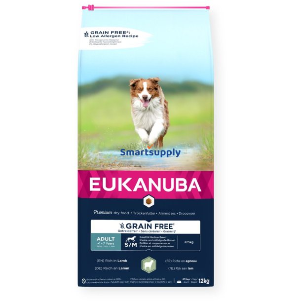 Eukanuba Kornfri Voksen Sm &amp; Mellem Lam - Trfoder Til Hunde - 12 Kg