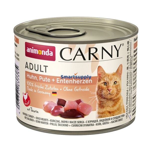 ANIMONDA Carny Adult Chicken, turkey and duck hearts - vd kattefoder - 200g