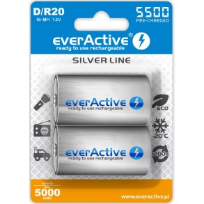 Akkumulatorer everActive R20/D Ni-MH 5500 mAh ready to use