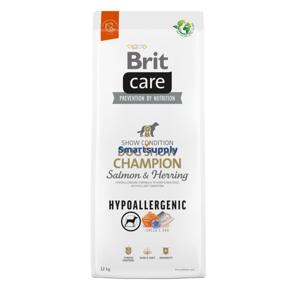 Brit Care Hypoallergen Voksen Hundeudstilling Champion Laks &amp; Sild - Trfoder Til Hunde - 12 Kg