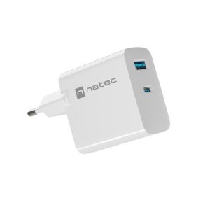 NATEC RIBERA GAN OPLADER 1X USB-A + 1X USB-C 45W HVID