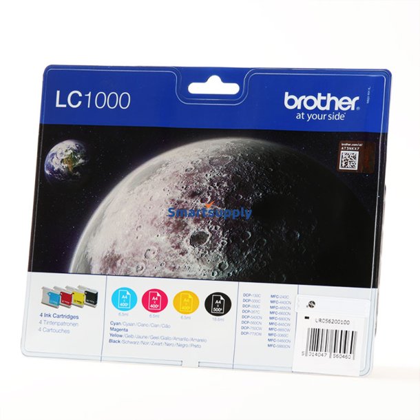 Brother LC1000 BCMY 4 stk blkpatroner 44,5ml original