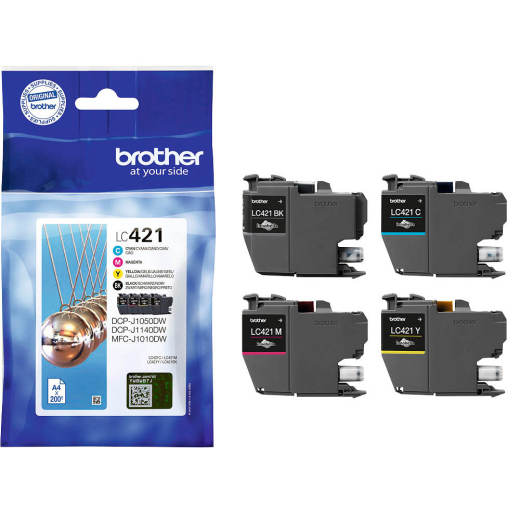 Brother LC421 BCMY 4 stk bl�kpatroner 800 sider original