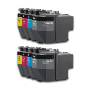 Brother LC422XL BCMY 8 stk blkpatroner 15.000s kompatibel