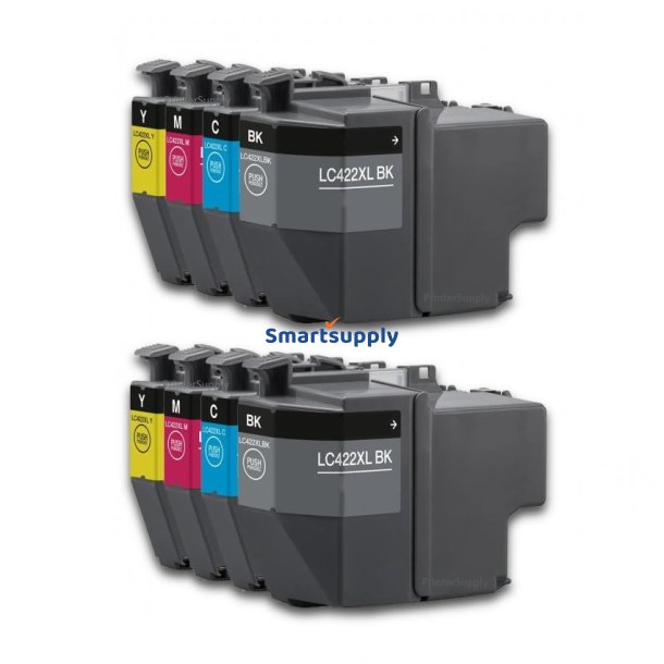 Brother LC422XL BCMY 8 stk blkpatroner 15.000s kompatibel