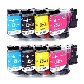 Brother LC521 BCMY 8 stk bl�kpatroner 4.000 sider kompatibel multipakke
