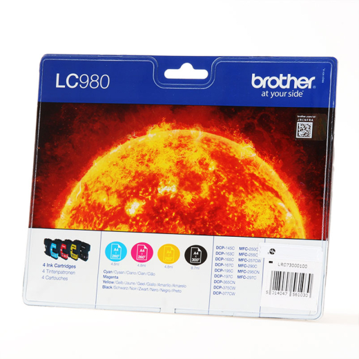 Brother LC980 BCMY 4 stk bl�kpatroner 22,5ml original
