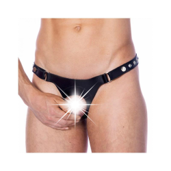 Leather G-String Adjustable with Oppening