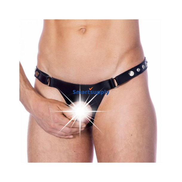 Leather G-String Adjustable with Oppening