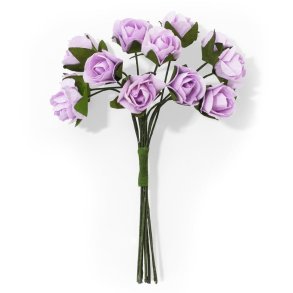 Lilla roser blomster bundt med formbar stilk 9cm, 12 stk