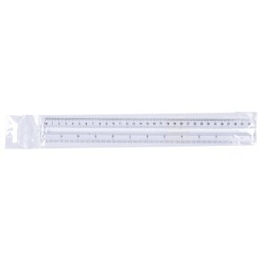 Lineal med greb transparent plast 30 cm