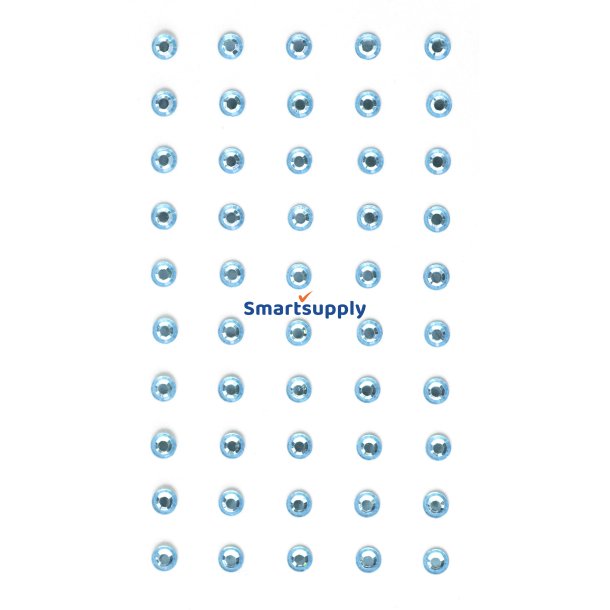 Lysebl� rhinsten selvkl�bende bagside 5mm, 50 stk
