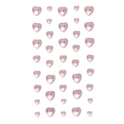 Lyserde rhinstenshjerter selvklbende 40 stk